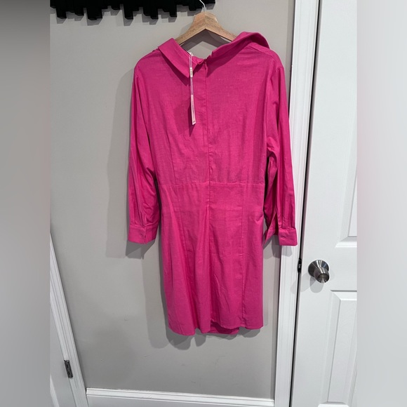Simmi Plus collar detail shirt dress with cut out waist in pink - Picture 6 of 6